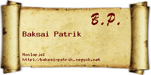 Baksai Patrik névjegykártya